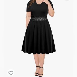 NWT Black, Short Sleeve, Fit and Flare Dress- 20